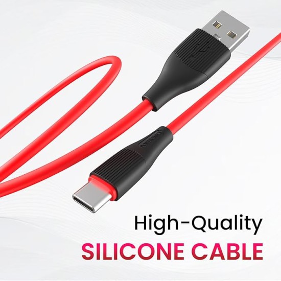 Portronics Silklink 3A USB to Type C Fast charging Cable for Type C Smartphone and Devices,Premium Silicon Cable, 1M (Red) Portronics Silklink 3A USB to Type C Fast charging Cable for Type C Smartphone and Devices,Premium Silicon Cable, 1M (Red)