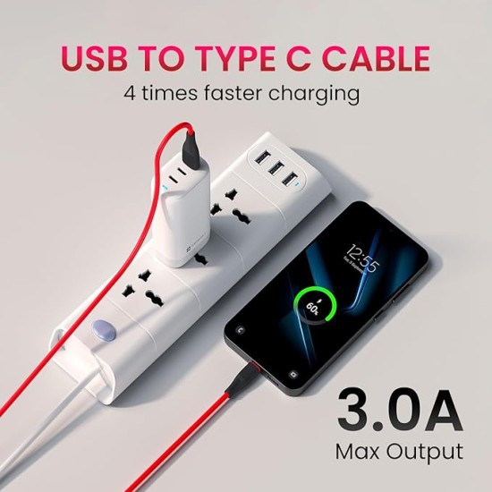 Portronics Silklink 3A USB to Type C Fast charging Cable for Type C Smartphone and Devices,Premium Silicon Cable, 1M (Red) Portronics Silklink 3A USB to Type C Fast charging Cable for Type C Smartphone and Devices,Premium Silicon Cable, 1M (Red)