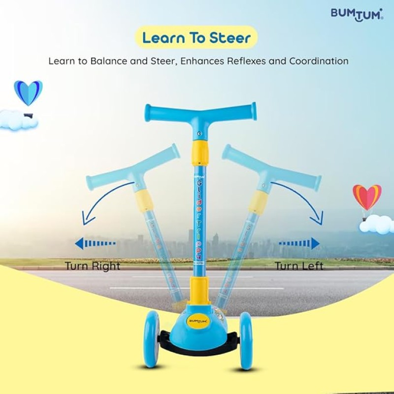 BUMTUM Smart Kick Scooter for Kids | 3 Adjustable Height Scooter, Foldable & Attractive PVC Wheels with Rare Brakes for Boys & Girls Age 5 Years (Blue) BUMTUM Smart Kick Scooter for Kids | 3 Adjustable Height Scooter, Foldable & Attractive PVC Wheels with Rare Brakes for Boys & Girls Age 5 Years (Blue)