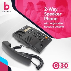 Beetel G30, TEC Certified, Caller ID Corded Landline Phonelcd Display,Ringer LED,DTMF/FSK Compatible,2-Way Adjustable Speaker Phone,Music On Hold, Desk/Wall Mountable, 3 Level LCD Contrast(G30-Black)