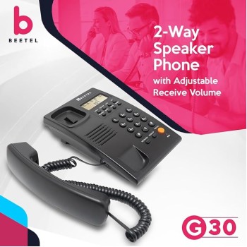 Beetel G30, TEC Certified, Caller ID Corded Landline Phonelcd Display,Ringer LED,DTMF/FSK Compatible,2-Way Adjustable Speaker Phone,Music On Hold, Desk/Wall Mountable, 3 Level LCD Contrast(G30-Black) Beetel G30, TEC Certified, Caller ID Corded Landline Phonelcd Display,Ringer LED,DTMF/FSK Compatible,2-Way Adjustable Speaker Phone,Music On Hold, Desk/Wall Mountable, 3 Level LCD Contrast(G30-Black)