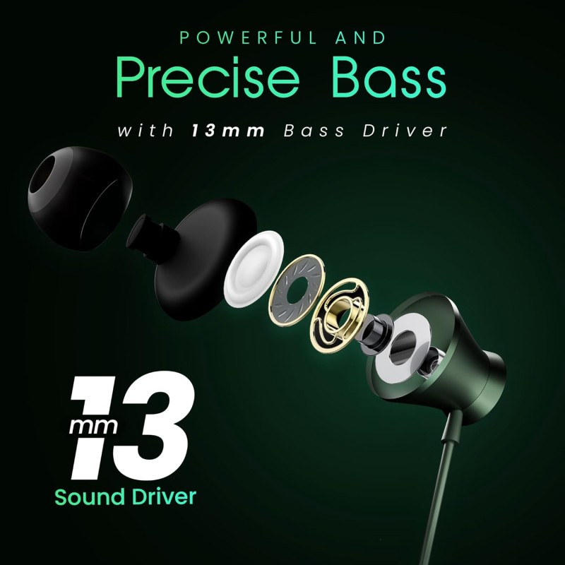 (Refurbished) HAMMER Nova in Ear C Type Earphones Wired with Mic,13mm Driver, in-line Control, Metallic Built, Powerful Bass, Comfortable & Lightweight (Green) (Refurbished) HAMMER Nova in Ear C Type Earphones Wired with Mic,13mm Driver, in-line Control, Metallic Built, Powerful Bass, Comfortable & Lightweight (Green)