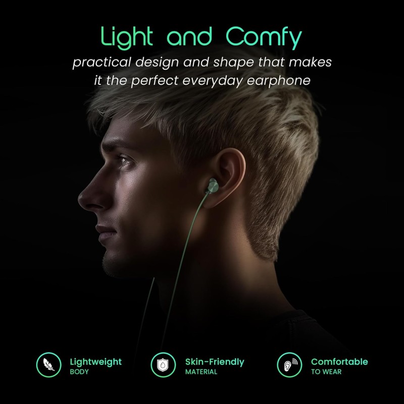 (Refurbished) HAMMER Nova in Ear C Type Earphones Wired with Mic,13mm Driver, in-line Control, Metallic Built, Powerful Bass, Comfortable & Lightweight (Green) (Refurbished) HAMMER Nova in Ear C Type Earphones Wired with Mic,13mm Driver, in-line Control, Metallic Built, Powerful Bass, Comfortable & Lightweight (Green)