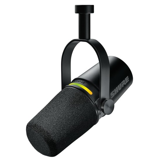 Shure MV7+ Podcast Microphone. Enhanced Audio, LED Touch Panel, USB-C & XLR Outputs, Auto Level Mode, Digital Pop Filter, Reverb Effects, Podcasting, Streaming, Recording - Black