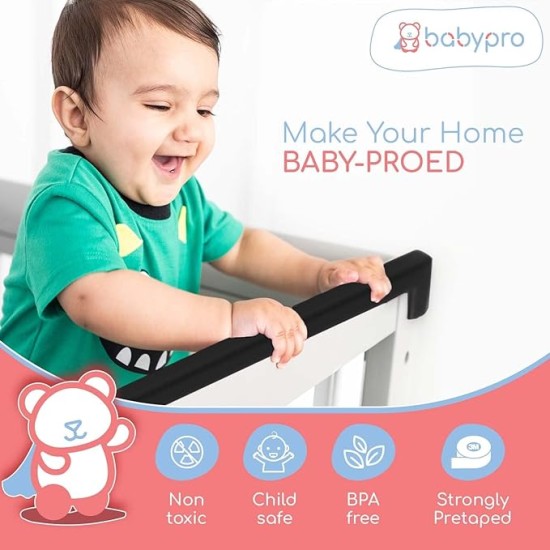 BabyPro Baby proofing Edge and Corner Combo (12mm, Pack of 9) by Certified Professional Childproofer of 2 Meters of Edge Guard & 8 Corner Protectors Covering, Furniture Corners (Black) BabyPro Baby proofing Edge and Corner Combo (12mm, Pack of 9) by Certified Professional Childproofer of 2 Meters of Edge Guard & 8 Corner Protectors Covering, Furniture Corners (Black)