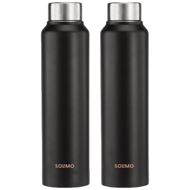 Stainless Steel Water Bottle (Pack of 2) | BIS-Approved | 900ml (Matte Black) Stainless Steel Water Bottle (Pack of 2) | BIS-Approved | 900ml (Matte Black)