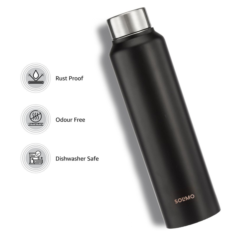 Stainless Steel Water Bottle (Pack of 2) | BIS-Approved | 900ml (Matte Black) Stainless Steel Water Bottle (Pack of 2) | BIS-Approved | 900ml (Matte Black)