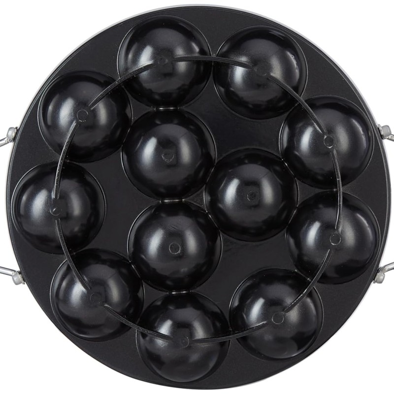 Solimo Die Cast Aluminium Nonstick Appam Patra/Paniyarakkal with Ss Lid 12 Cup with Side Handle, Black