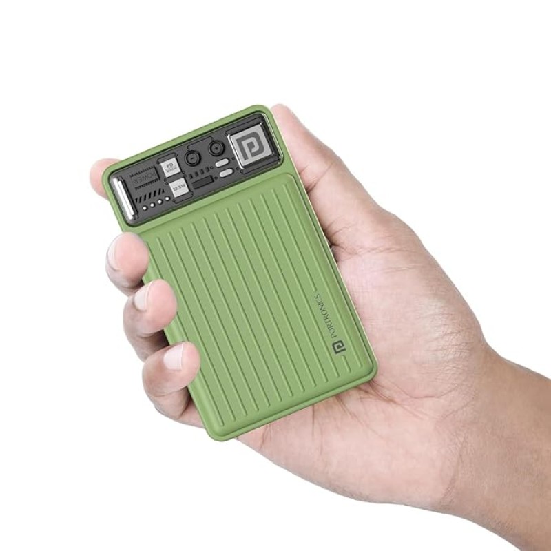 Portronics Luxcell Mini 10K Advanced 10000 mAh Nano Power Bank with 22.5W Max Output, LED Indicator, Mach USB-A Output, Type C PD Output, Type C Input, Wake Up Button(Green) Portronics Luxcell Mini 10K Advanced 10000 mAh Nano Power Bank with 22.5W Max Output, LED Indicator, Mach USB-A Output, Type C PD Output, Type C Input, Wake Up Button(Green)