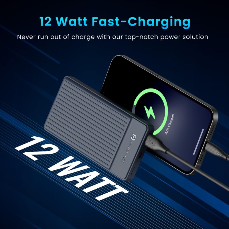 (Refurbished) Portronics Luxcell B12 10,000mAh 12W Power Bank, Ultra Slim Power Bank with USB-A Output Port & Dual Input Ports (Micro & Type C) | BIS Certified |Type C Cable Included|Made in India(Dark Blue) (Refurbished) Portronics Luxcell B12 10,000mAh 12W Power Bank, Ultra Slim Power Bank with USB-A Output Port & Dual Input Ports (Micro & Type C) | BIS Certified |Type C Cable Included|Made in India(Dark Blue)