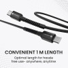 Portronics Konnect X 60W Type C to Type C Unbreakable Nylon Braided Cable, 1M Fast Charging Cable for iPhone 15 series, iPad, Samsung Galaxy & other Type C Devices(Black)