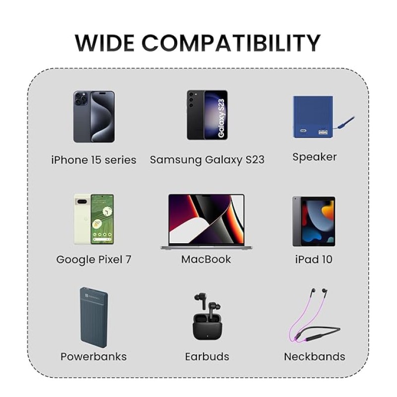 Portronics Konnect X 60W Unbreakable Nylon Braided Cable, 2M Fast Charging Cable For iPhone 15 Series, iPad, Samsung Galaxy (Black)