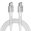 Portronics Konnect X 60W Type C to Type C Unbreakable Nylon Braided Cable, 2M Fast Charging Cable for iPhone 15 series, iPad, Samsung Galaxy & other Type C Devices(White)