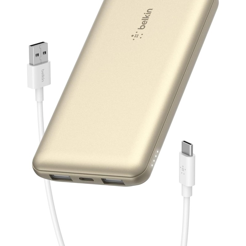 Belkin 10000 mAh Power Bank | Super Fast Charging | USB-C PD Port | 15W Charging for iPhone Series (16, 16 Pro Max), Samsung Galaxy, Google Pixel & More | Gold Belkin 10000 mAh Power Bank | Super Fast Charging | USB-C PD Port | 15W Charging for iPhone Series (16, 16 Pro Max), Samsung Galaxy, Google Pixel & More | Gold