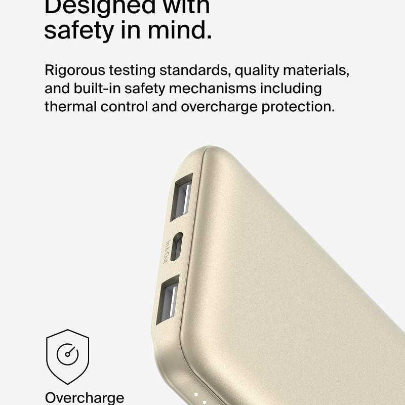 Belkin 10000 mAh Power Bank | Super Fast Charging | USB-C PD Port | 15W Charging for iPhone Series (16, 16 Pro Max), Samsung Galaxy, Google Pixel & More | Gold Belkin 10000 mAh Power Bank | Super Fast Charging | USB-C PD Port | 15W Charging for iPhone Series (16, 16 Pro Max), Samsung Galaxy, Google Pixel & More | Gold