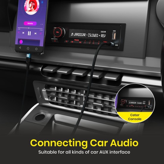 Portronics iKonnect C MAX USB C to 3.5mm Audio Adapter Hi-Fi Stereo Type C to Aux Headphone Male Cord Car Auxiliary Cable Compatible with iPhone 15 Pro Max/15 Pro/15 Plus -1 mtr length (Black)