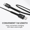 Portronics Konnect X 27W Type C to 8 Pin Fast Charging Strong Braided Cable, Metal Heads, 1M Length, Supports all 8 Pin & Lightning Devices (Black)
