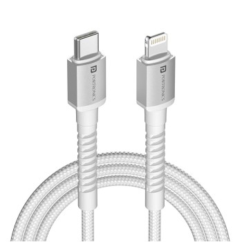 Portronics Konnect X Type C to 8-Pin 27W Fast Charging Cable, Premium TPE Material, Support to all Lightning Devices 2M Length(White)
