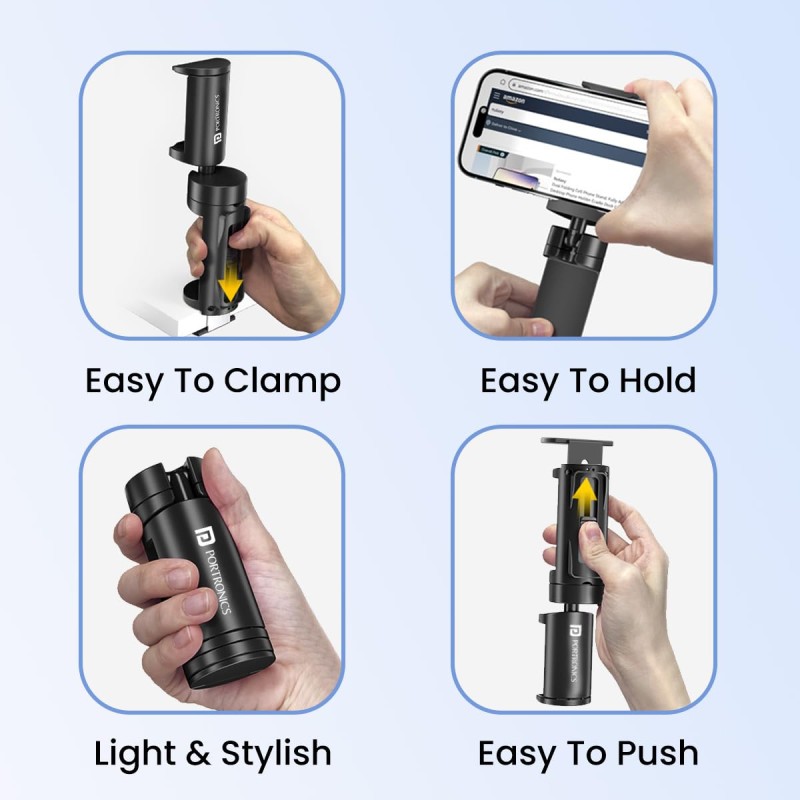 (Refurbished) Portronics Mobot Clip Mobile Holder with 360° Adjustable Angles, Light Weight, Pocket Friendly, Mobile Stand for Table/Video Recording/Vlogging, Compatible with 4 to 6.4 inch Smartphones (Black) (Refurbished) Portronics Mobot Clip Mobile Holder with 360° Adjustable Angles, Light Weight, Pocket Friendly, Mobile Stand for Table/Video Recording/Vlogging, Compatible with 4 to 6.4 inch Smartphones (Black)