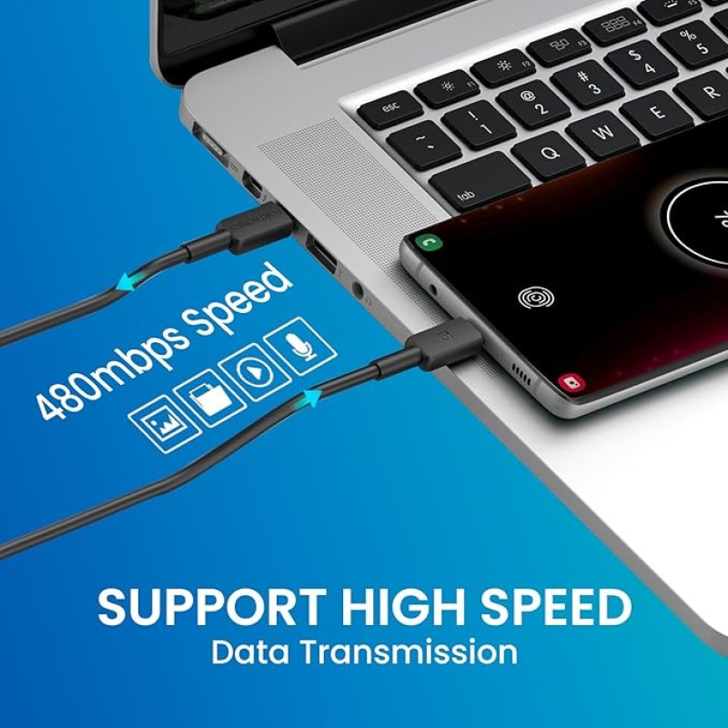 Portronics Konnect Link C Square 60W Type C to Type C Fast Charging PD Cable with 480Mbps Data Sync Compatible with Smartphones, iPhone 15 series, MacBook and Other Type C devices 1M Length(Black)