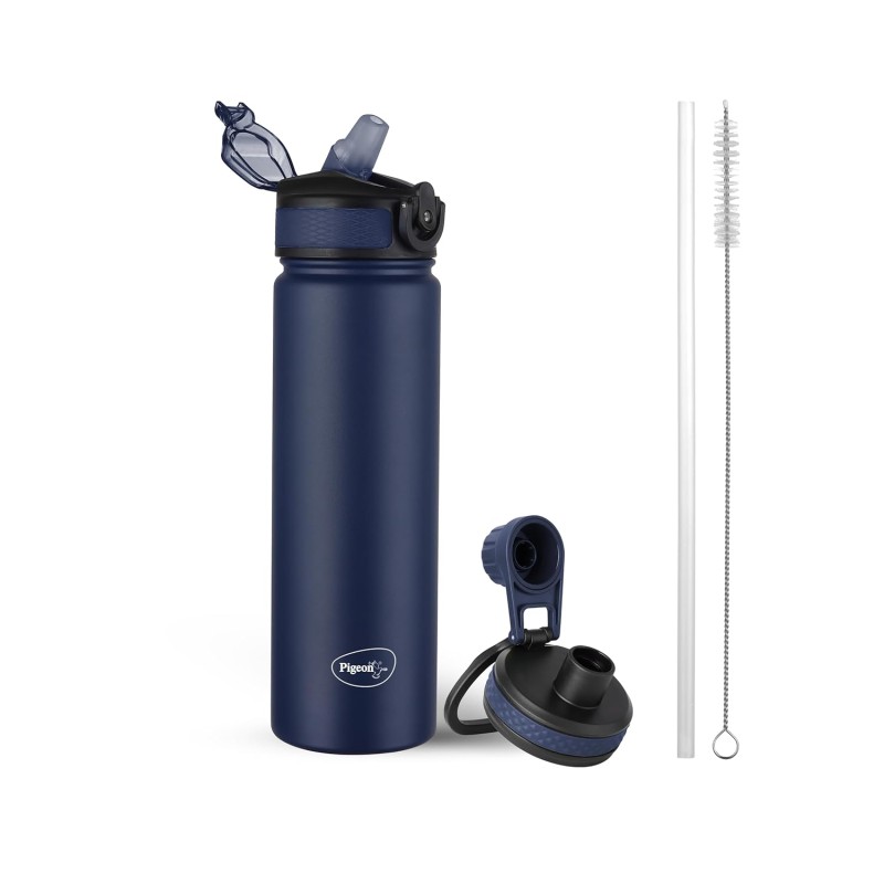Pigeon by Stovekraft Rush Thermos Stainless Steel Sipper Flask 750ml with Straw,Cleaner and Additional Screw Cap| 24 Hours Hot and Cold|Ideal Usage for Office Men/Women|School/College|Travel|Blue Pigeon by Stovekraft Rush Thermos Stainless Steel Sipper Flask 750ml with Straw,Cleaner and Additional Screw Cap| 24 Hours Hot and Cold|Ideal Usage for Office Men/Women|School/College|Travel|Blue