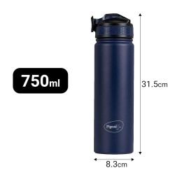 Pigeon by Stovekraft Rush Thermos Stainless Steel Sipper Flask 750ml with Straw,Cleaner and Additional Screw Cap| 24 Hours Hot and Cold|Ideal Usage for Office Men/Women|School/College|Travel|Blue