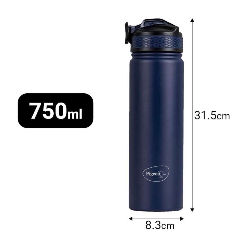 Pigeon by Stovekraft Rush Thermos Stainless Steel Sipper Flask 750ml with Straw,Cleaner and Additional Screw Cap| 24 Hours Hot and Cold|Ideal Usage for Office Men/Women|School/College|Travel|Blue Pigeon by Stovekraft Rush Thermos Stainless Steel Sipper Flask 750ml with Straw,Cleaner and Additional Screw Cap| 24 Hours Hot and Cold|Ideal Usage for Office Men/Women|School/College|Travel|Blue