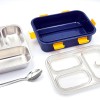 Darkpyro 3 Compartment Stainless Steel Lunch Box, Leakage Proof Lunch Box For School Kids And Adults Pack Of 1 Blue,750ML Darkpyro 3 Compartment Stainless Steel Lunch Box, Leakage Proof Lunch Box For School Kids And Adults Pack Of 1 Blue,750ML