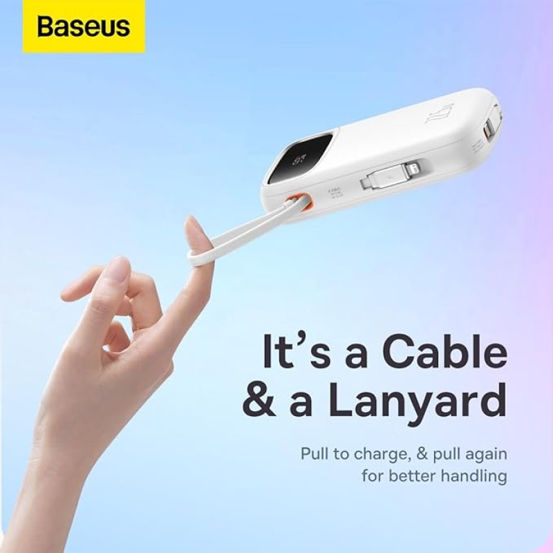 Baseus Qpow2 Dual-Cable Digital Display Fast Charge Power Bank 10000mAh 22.5W Cluster Black(with: Simple Charging Cable Type-C 3A 0.3m Black) (White, Baseus Qpow2 Dual-Cable Digital Display Fast Charge Power Bank 10000mAh 22.5W Cluster Black(with: Simple Charging Cable Type-C 3A 0.3m Black) (White,