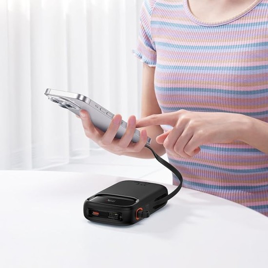 Baseus Qpow2 Power Bank, 10000mAh, 22.5W Fast Charging, Dual Built-in Cables, Digital Display Baseus Qpow2 Power Bank, 10000mAh, 22.5W Fast Charging, Dual Built-in Cables, Digital Display