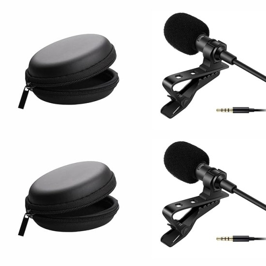 HUMBLE HB-M01 Lavalier Lapel Condenser Mic for Android, USB 3.5MM Microphone for YouTube Vlogging Facebook Interview Livestream Video Recording and All(1.5 Meter) Pack of 2