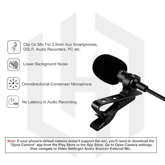 HUMBLE HB-M01 Lavalier Lapel Condenser Mic for Android, USB 3.5MM Microphone for YouTube Vlogging Facebook Interview Livestream Video Recording and All(1.5 Meter) Pack of 2