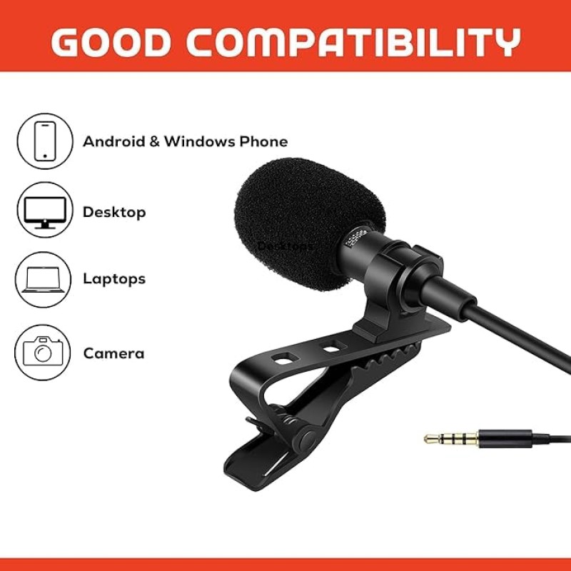 HUMBLE HB-M01 Lavalier Lapel Condenser Mic for Android, USB 3.5MM Microphone for YouTube Vlogging Facebook Interview Livestream Video Recording and All(1.5 Meter) Pack of 2 HUMBLE HB-M01 Lavalier Lapel Condenser Mic for Android, USB 3.5MM Microphone for YouTube Vlogging Facebook Interview Livestream Video Recording and All(1.5 Meter) Pack of 2