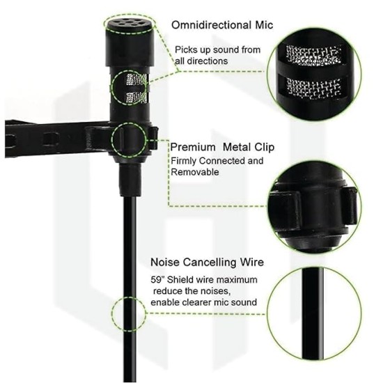 HUMBLE HB-M01 Lavalier Lapel Condenser Mic for Android, USB 3.5MM Microphone for YouTube Vlogging Facebook Interview Livestream Video Recording and All(1.5 Meter) Pack of 2