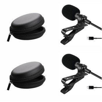 HUMBLE HB-C01 Lavalier Lapel Condenser Mic for Android, USB Type C Microphone for YouTube Vlogging Facebook Interview Livestream Video Recording and All(1.5 Meter) Pack of 2
