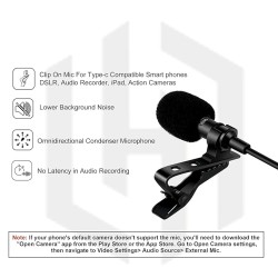 HUMBLE HB-C01 Lavalier Lapel Condenser Mic for Android, USB Type C Microphone for YouTube Vlogging Facebook Interview Livestream Video Recording and All(1.5 Meter) Pack of 2
