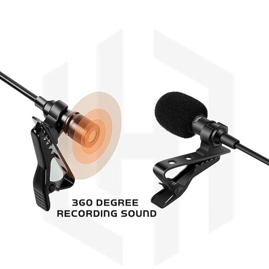 HUMBLE HB-C01 Lavalier Lapel Condenser Mic for Android, USB Type C Microphone for YouTube Vlogging Facebook Interview Livestream Video Recording and All(1.5 Meter) Pack of 2