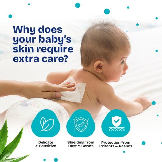 Kidsmate Gentle Care Baby Wipes | Soft & Thick Wet Wipes for Babies | Aloe Vera Moisturizing Wipes for Delicate Skin | Prevents Rashes & Redness | Alcohol & Soap-Free (80 count Pack of 3)