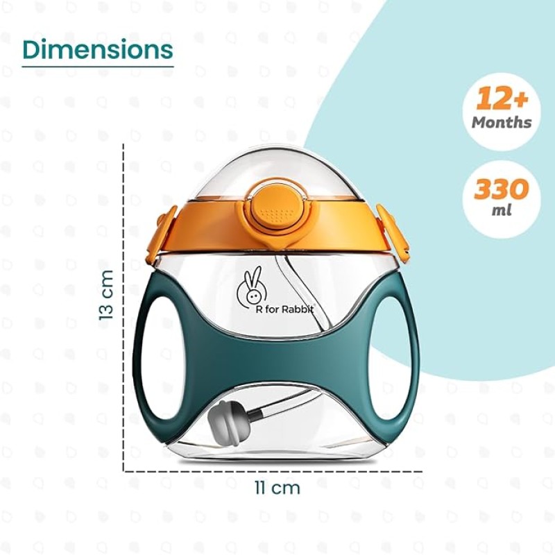 R for Rabbit Tritan Bumble 330 ml Baby Sipper Water Bottle with Carry Strap for Kids | Twin Handle with Silicon Straw | Leak Proof Drinking Sippy Cup for Baby Boy and Girl (Green) R for Rabbit Tritan Bumble 330 ml Baby Sipper Water Bottle with Carry Strap for Kids | Twin Handle with Silicon Straw | Leak Proof Drinking Sippy Cup for Baby Boy and Girl (Green)