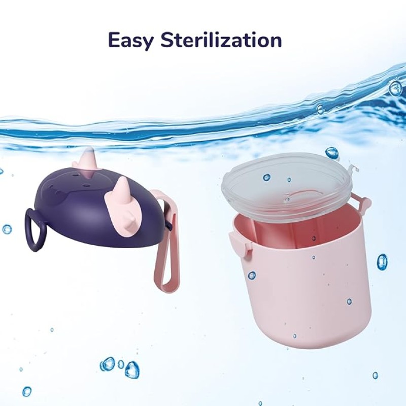 R for Rabbit First Feed Crescent Storage Meal Box with Spoon and Leveler for Baby | Non-Toxic BPA Free Kids Milk Powder Box Multi-Functional Snack/Fruit Container 310 Gram Capacity (Pink)