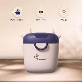 R for Rabbit First Feed Crescent Storage Meal Box with Spoon and Leveler for Baby | Non-Toxic BPA Free Kids Milk Powder Box Multi-Functional Snack/Fruit Container 310 Gram Capacity (Pink)