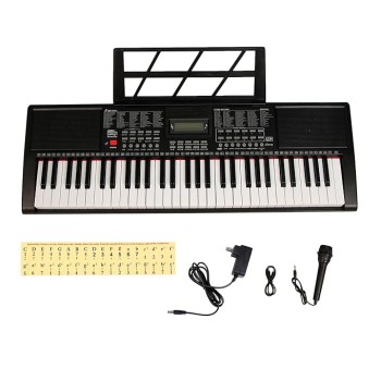 Intern INT-KB-6102, 61 Keys Touch Response Portable Piano Keyboard with Microphone and 9V DC Power Adapter (Black)
