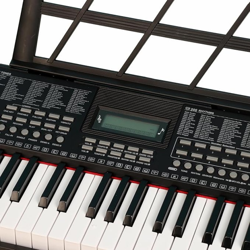 Intern INT-KB-6102, 61 Keys Touch Response Portable Piano Keyboard with Microphone and 9V DC Power Adapter (Black) Intern INT-KB-6102, 61 Keys Touch Response Portable Piano Keyboard with Microphone and 9V DC Power Adapter (Black)