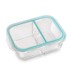 ATTRO Glassox Lunch Box with Two Compartment & Locking Lid Borosilicate Glass Container Microwave & Freezer Safe Air-Tight Leak-Proof 980Ml, Transparent