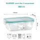 ATTRO Glassox Lunch Box with Two Compartment & Locking Lid Borosilicate Glass Container Microwave & Freezer Safe Air-Tight Leak-Proof 980Ml, Transparent