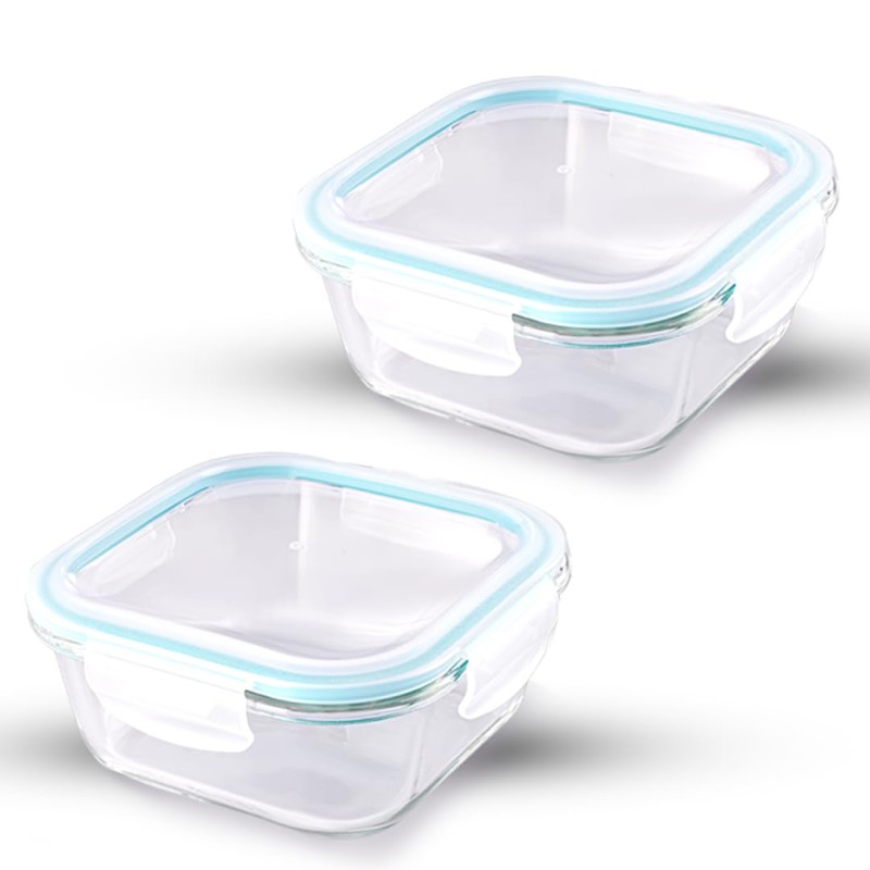 Attro Glassox Classic Square Lunch Box with Locking Lid Borosilicate Glass Lunch Box Fridge Organizer Food Storage Container Microwave & Freezer Safe Set of 2 310ml Attro Glassox Classic Square Lunch Box with Locking Lid Borosilicate Glass Lunch Box Fridge Organizer Food Storage Container Microwave & Freezer Safe Set of 2 310ml