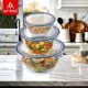 Attro Glassox Classic Mixing Bowl with lid Borosilicate Glass Bowl Microwave & Oven Safe Set of 3 500ml, 1000ml, 1600ml