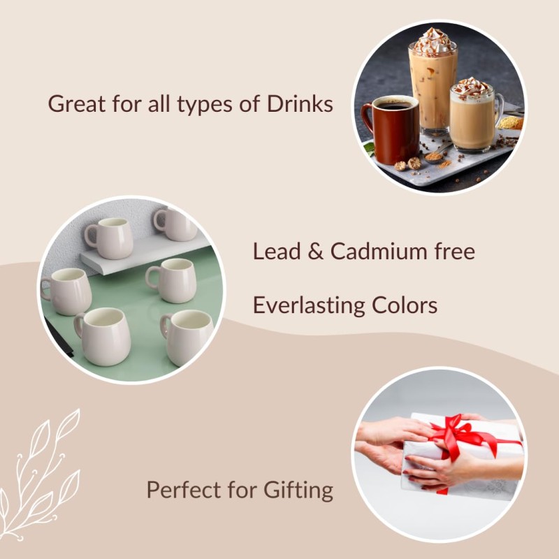 The Earth Store Handcrafted Lavender Ceramic Ovule Shape Chai/Tea Cups Serving Tea Cups Set of 6 Microwave and Dishwasher Safe, Ideal for Friends, Anniversary, Birthday (190) ML Each The Earth Store Handcrafted Lavender Ceramic Ovule Shape Chai/Tea Cups Serving Tea Cups Set of 6 Microwave and Dishwasher Safe, Ideal for Friends, Anniversary, Birthday (190) ML Each