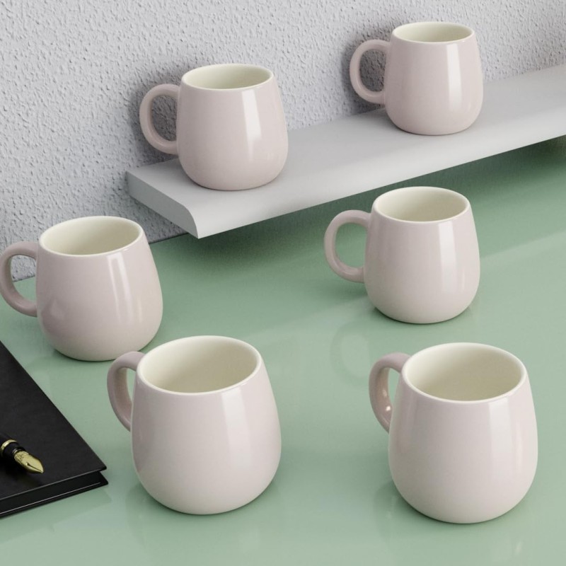 The Earth Store Handcrafted Lavender Ceramic Ovule Shape Chai/Tea Cups Serving Tea Cups Set of 6 Microwave and Dishwasher Safe, Ideal for Friends, Anniversary, Birthday (190) ML Each The Earth Store Handcrafted Lavender Ceramic Ovule Shape Chai/Tea Cups Serving Tea Cups Set of 6 Microwave and Dishwasher Safe, Ideal for Friends, Anniversary, Birthday (190) ML Each