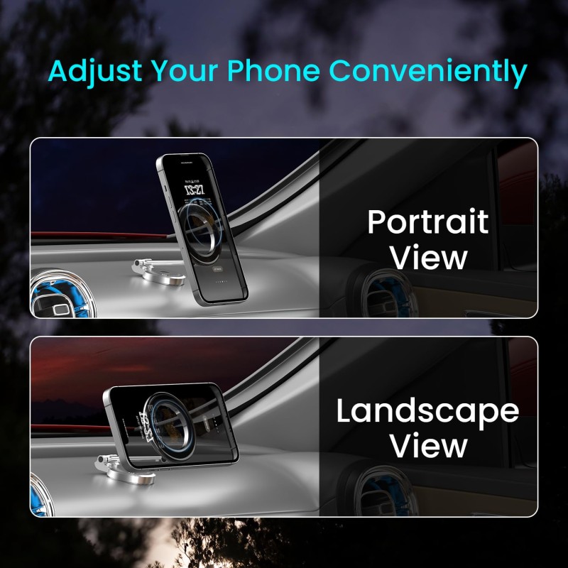 (Refurbished) Portronics Mogun 3 Magnetic Car Phone Holder with 360° Rotation Base, Strong Magnets, Angle & Height Adjustable, 180° Pivot, Adhesive Base, Metal Alloy Build (Silver) (Refurbished) Portronics Mogun 3 Magnetic Car Phone Holder with 360° Rotation Base, Strong Magnets, Angle & Height Adjustable, 180° Pivot, Adhesive Base, Metal Alloy Build (Silver)